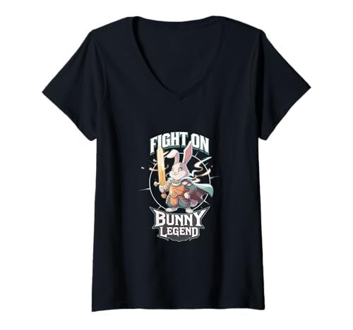 Damen Fitness Bunny Strength Pros BUNNY LEGEND Lustiges Kaninchen T-Shirt mit V-Ausschnitt Damen Fitness Bunny Strength Pros BUNNY LEGEND Lustiges Kaninchen T-Shirt mit V-Ausschnitt von Powerful Creature Training Gym Workout Lovers Tees