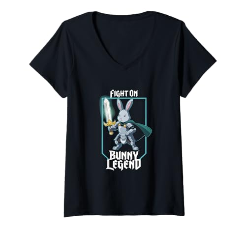 Damen Fitness Bunny Strength Pros BUNNY LEGEND Lustiges Kaninchen T-Shirt mit V-Ausschnitt Damen Fitness Bunny Strength Pros BUNNY LEGEND Lustiges Kaninchen T-Shirt mit V-Ausschnitt von Powerful Creature Training Gym Workout Lovers Tees