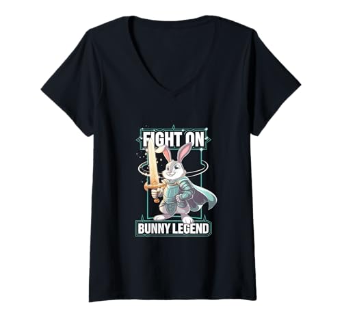 Damen Fitness Bunny Strength Pros BUNNY LEGEND Lustiges Kaninchen T-Shirt mit V-Ausschnitt Damen Fitness Bunny Strength Pros BUNNY LEGEND Lustiges Kaninchen T-Shirt mit V-Ausschnitt von Powerful Creature Training Gym Workout Lovers Tees