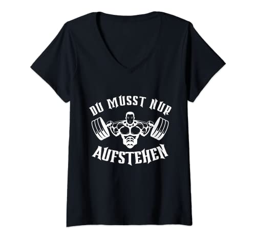 Damen Powerlifting Du Musst Nur Aufstehen Kniebeuge T-Shirt mit V-Ausschnitt Damen Powerlifting Du Musst Nur Aufstehen Kniebeuge T-Shirt mit V-Ausschnitt von Powerlifting Beast Powerlifter Collection Fitness
