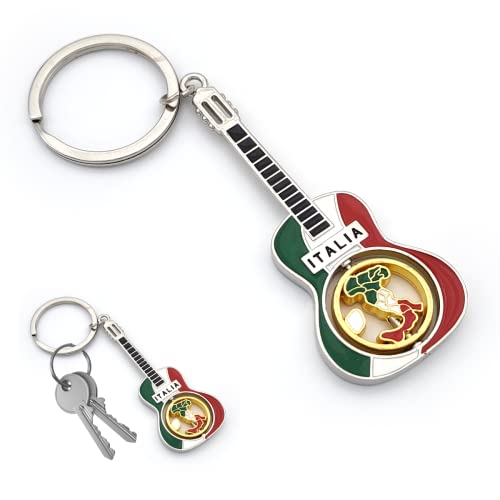 Schlüsselanhänger für Taschen mit Schlüsselring, italienische Nationalflagge aus Metall, Accessoire für Damen und Herren, Geschenkidee (CHITARRA) von Powersell