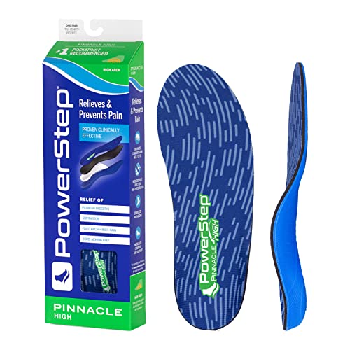 Powerstep Pinnacle Einlegesohle Fußgewölbe, schmerzlindernd, Supination, hohe Fußgewölbeunterstützung, orthopädisch, für Damen und Herren High, Blau/Dunkelgrün, Men's 9-9.5 / Women's 11-11.5 von Powerstep