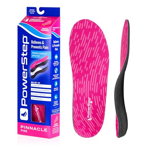 Powerstep Pinnacle Pink Orthotics for Women - Arch Support Inserts for Pain Relief & Plantar Fasciitis - Firm + Flexible for Increased Comfort, Stability and Control from Pronation von Powerstep