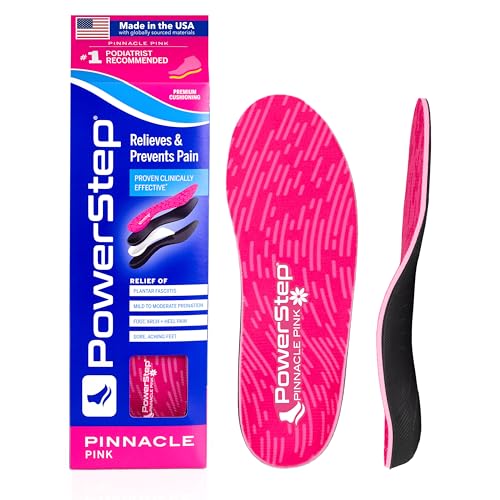 Powerstep Pinnacle Pink Orthotics for Women - Arch Support Inserts for Pain Relief & Plantar Fasciitis - Firm + Flexible for Increased Comfort, Stability and Control from Pronation von Powerstep