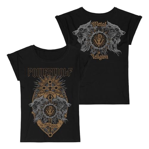 Powerwolf Crest Wolves Frauen T-Shirt schwarz S 100% Baumwolle Band-Merch, Bands von Powerwolf