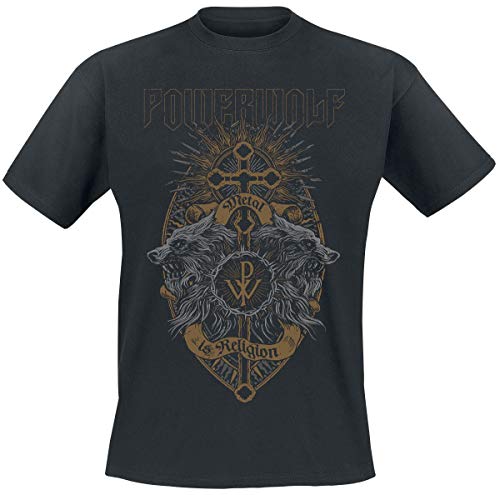 Powerwolf Crest Wolves Männer T-Shirt schwarz M 100% Baumwolle Band-Merch, Bands von Powerwolf