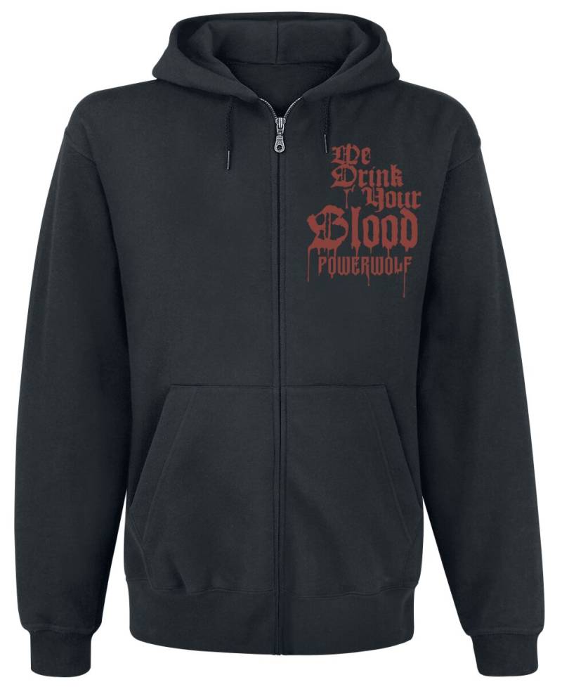 Powerwolf Kapuzenjacke - We Drink Your Blood - L bis XXL - für Männer - Größe XXL - schwarz  - Lizenziertes Merchandise! von Powerwolf
