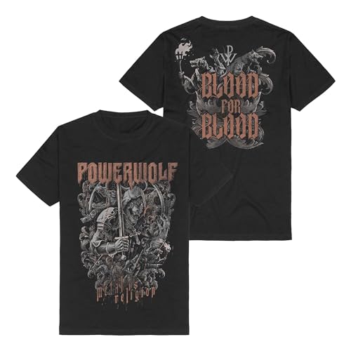 Powerwolf Knights and Wolves Männer T-Shirt schwarz XXL 100% Baumwolle Band-Merch, Bands von Powerwolf