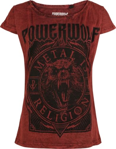 Powerwolf Metal Circle Frauen T-Shirt rot M 100% Baumwolle Band-Merch, Bands von Powerwolf