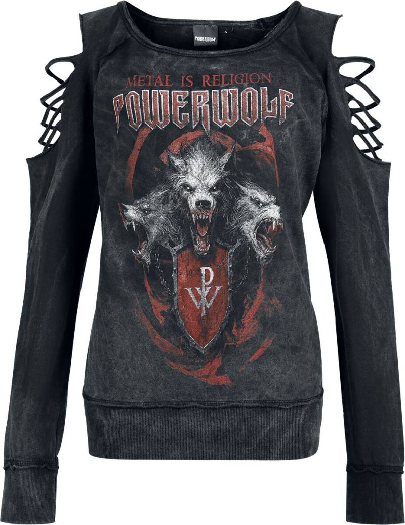 Powerwolf Sweatshirt - Triple Wolves - S bis XXL - für Damen - Größe L - dunkelgrau  - Lizenziertes Merchandise! von Powerwolf
