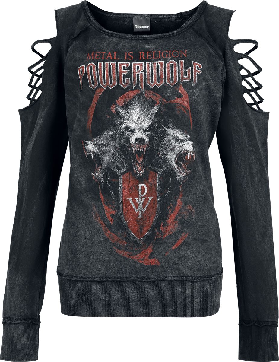 Powerwolf Sweatshirt - Triple Wolves - S bis XXL - für Damen - Größe XXL - dunkelgrau  - Lizenziertes Merchandise! von Powerwolf