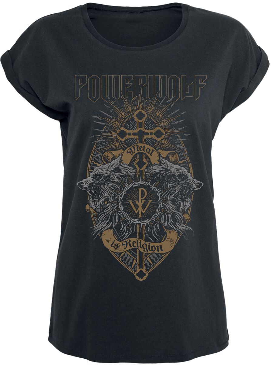 Powerwolf T-Shirt - Crest Wolves - S bis XXL - für Damen - Größe L - schwarz  - Lizenziertes Merchandise! von Powerwolf