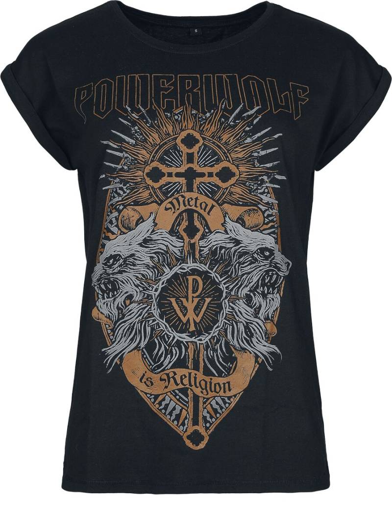 Powerwolf T-Shirt - Crest Wolves - S bis XXL - für Damen - Größe L - schwarz  - Lizenziertes Merchandise! von Powerwolf