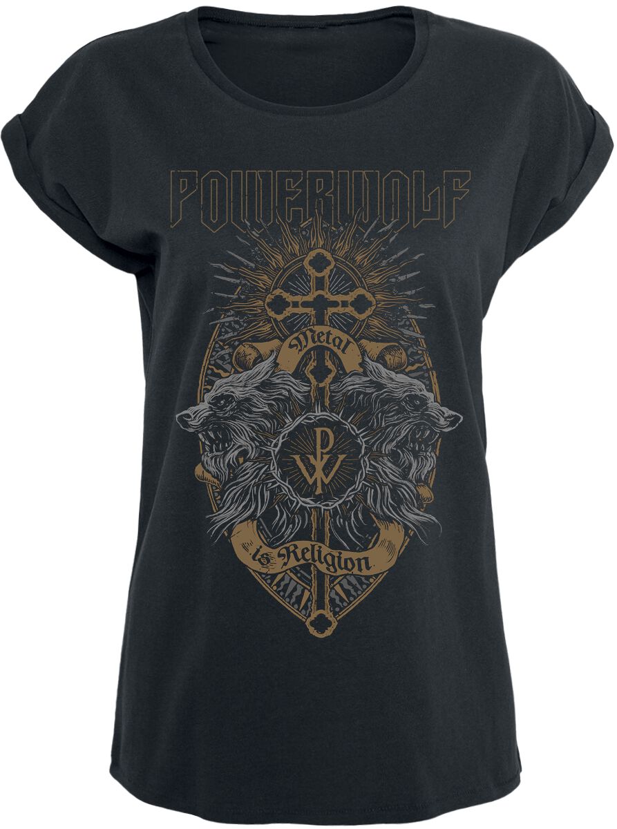 Powerwolf T-Shirt - Crest Wolves - S bis XXL - für Damen - Größe S - schwarz  - Lizenziertes Merchandise! von Powerwolf