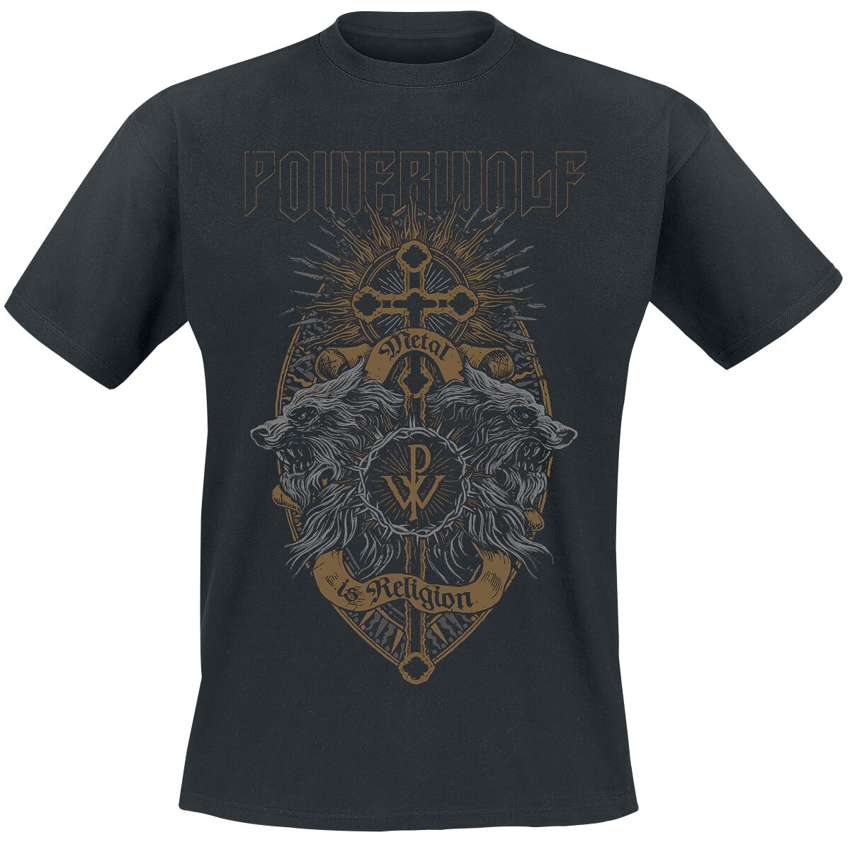 Powerwolf T-Shirt - Crest Wolves - S bis M - für Männer - Größe M - schwarz  - Lizenziertes Merchandise! von Powerwolf