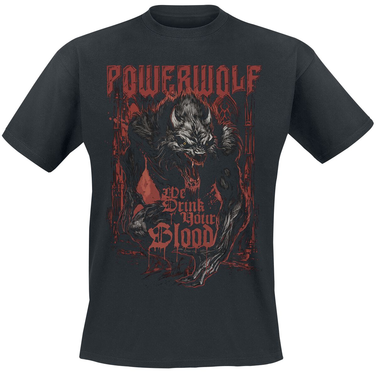 Powerwolf We Drink Your Blood T-Shirt schwarz in 4XL von Powerwolf