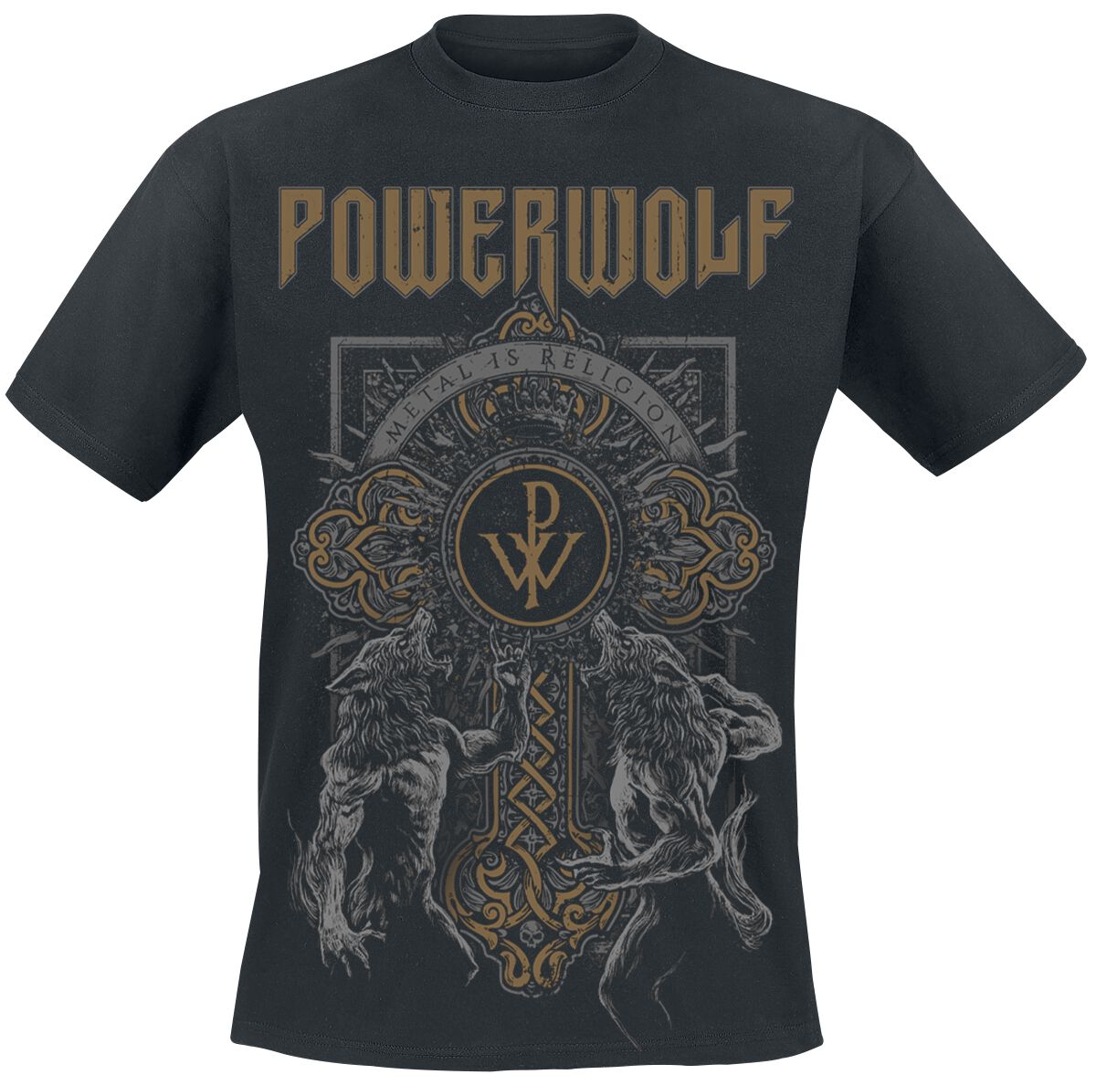 Powerwolf Wolf Cross T-Shirt schwarz in L von Powerwolf