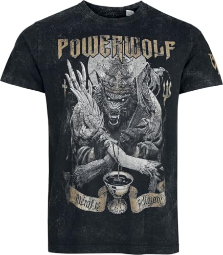 Powerwolf Wolf vs Angel Männer T-Shirt dunkelgrau L 100% Baumwolle Band-Merch, Bands von Powerwolf