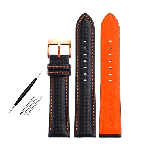 18 mm, 20 mm, 21 mm, 22 mm, 23 mm, 24 mm, 20 cm lang, Unisex-Lederarmband, Kohlefaser-Maserung und rote und orange Nähte, austauschbares Zubehör,Schwarz Orange Rose,24 mm 18 mm, 20 mm, 21 mm, 22 mm, 23 mm, 24 mm, 20 cm lang, Unisex-Lederarmband, Kohlefaser-Maserung und rote und orange Nähte, austauschbares Zubehör,Schwarz Orange Rose,24 mm von Poyuad