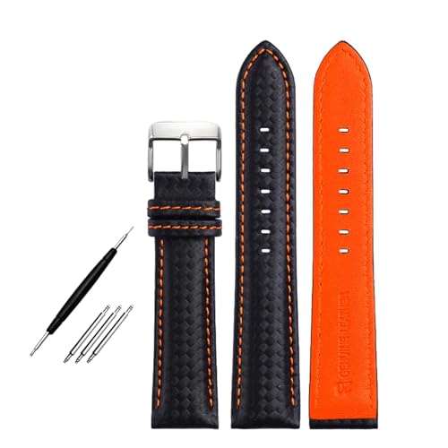 18 mm, 20 mm, 21 mm, 22 mm, 23 mm, 24 mm, 20 cm lang, Unisex-Lederarmband, Kohlefaser-Maserung und rote und orange Nähte, austauschbares Zubehör,Schwarz Orange Sr,24 mm 18 mm, 20 mm, 21 mm, 22 mm, 23 mm, 24 mm, 20 cm lang, Unisex-Lederarmband, Kohlefaser-Maserung und rote und orange Nähte, austauschbares Zubehör,Schwarz Orange Sr,24 mm von Poyuad