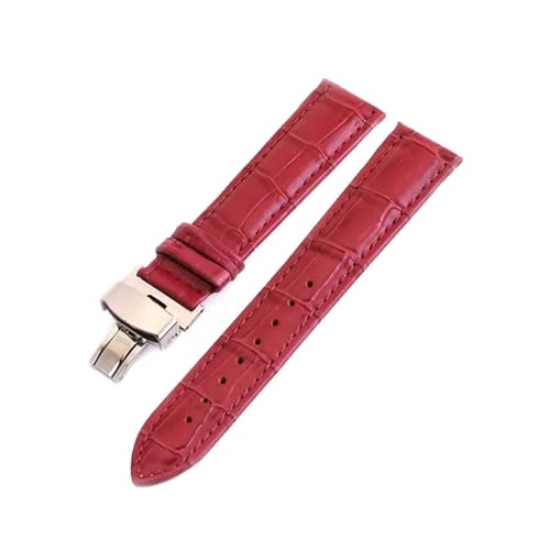 Poyuad 12–24 mm Lederarmband für Uhren, Universalarmband, Schmetterlings- und Stahlschnalle, verstellbares und austauschbares Zubehör,15 mm von Poyuad