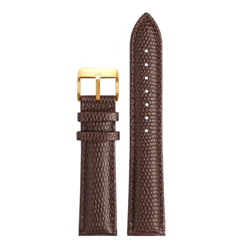 Poyuad 16 mm, 18 mm, 20 mm, 22 mm, 18 cm lang, Unisex-Lederarmband, schwarz/braun/rotes Freizeitarmband, austauschbares Universalzubehör,Braungoldene Anstecknadel,18 mm von Poyuad