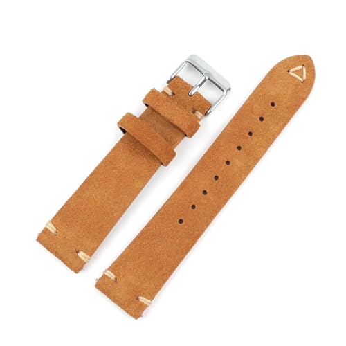 Poyuad 18–24 mm Wildlederarmband, handgenähtes Vintage-Universalarmband, verstellbares und austauschbares Zubehör,20 mm von Poyuad