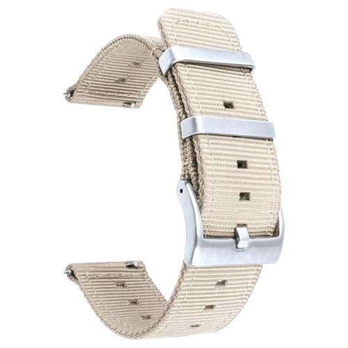 Poyuad 18 mm, 20 mm, 22 mm, 24 mm, 20 cm Länge, gewebtes Nylonband – Schnellverschluss-Armband für Männer und Frauen mit Edelstahlschnalle,Khaki,18mm Poyuad 18 mm, 20 mm, 22 mm, 24 mm, 20 cm Länge, gewebtes Nylonband – Schnellverschluss-Armband für Männer und Frauen mit Edelstahlschnalle,Khaki,18mm von Poyuad