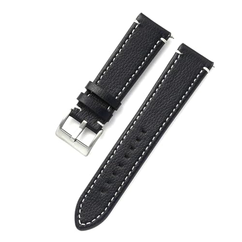 Poyuad 18 mm, 20 mm, 22 mm, 24 mm, Länge 21 cm, doppelseitiges Lederarmband, Schnellverschlussarmband für Männer und Frauen, austauschbares Zubehör,Dunkelblau,22 mm von Poyuad