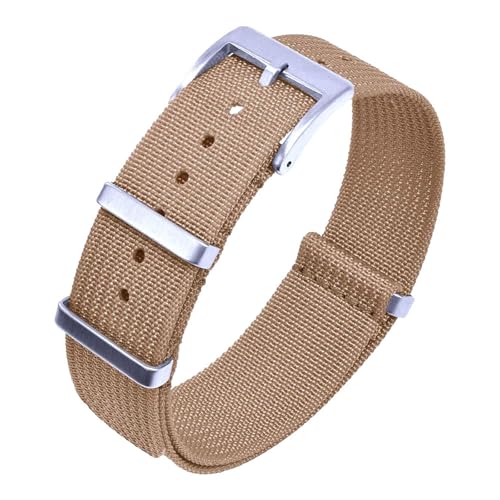 Poyuad 18 mm, 20 mm, 22 mm, 28 cm Länge, gewebtes Nylon-Uhrenarmband – geripptes Uhrenarmband für Damen und Herren, Uhrenzubehör aus strapazierfähigem Stoff,Khaki,20mm Poyuad 18 mm, 20 mm, 22 mm, 28 cm Länge, gewebtes Nylon-Uhrenarmband – geripptes Uhrenarmband für Damen und Herren, Uhrenzubehör aus strapazierfähigem Stoff,Khaki,20mm von Poyuad