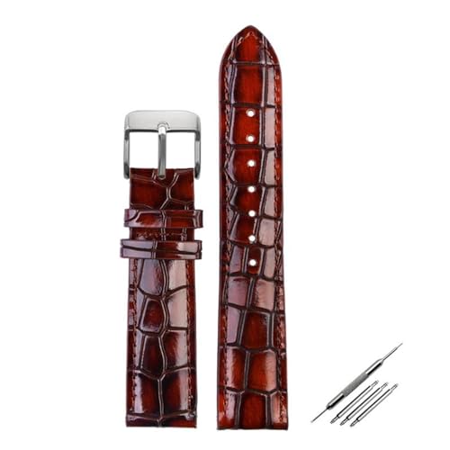 Poyuad 18 mm-20 mm-22 mm Universalarmband für Herren mit Krokodilleder-Granat, verstellbares und austauschbares Zubehör,22 mm von Poyuad