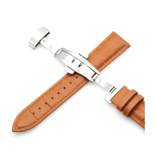 Poyuad 18 mm – 24 mm, Lederarmband, Schmetterlingsverschluss, Universalarmband, verstellbar, austauschbares Zubehör,20 mm von Poyuad