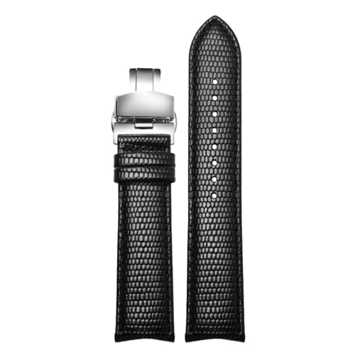 Poyuad 20 mm, 21 mm, 22 mm, Länge 19,5 cm, gebogenes Lederarmband für Herren, mehrfarbiges wasserdichtes und schweißfestes Uhrenarmband, austauschbares Zubehör,Eidechse Schwarz-Silber,21 mm Poyuad 20 mm, 21 mm, 22 mm, Länge 19,5 cm, gebogenes Lederarmband für Herren, mehrfarbiges wasserdichtes und schweißfestes Uhrenarmband, austauschbares Zubehör,Eidechse Schwarz-Silber,21 mm von Poyuad