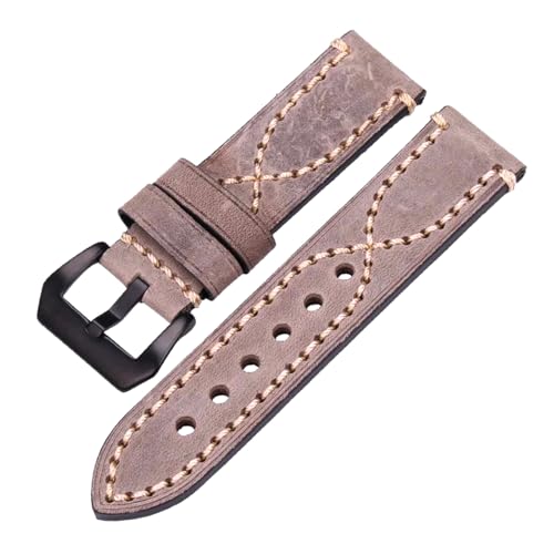 Poyuad 22 mm/24 mm, Länge 20 cm, handgefertigtes Lederarmband, verdicktes schwarz/braun/grün/graues Uhrenarmband, Herren und Damen, Stahlschnalle,Graue schwarze Schnalle,22 mm Poyuad 22 mm/24 mm, Länge 20 cm, handgefertigtes Lederarmband, verdicktes schwarz/braun/grün/graues Uhrenarmband, Herren und Damen, Stahlschnalle,Graue schwarze Schnalle,22 mm von Poyuad