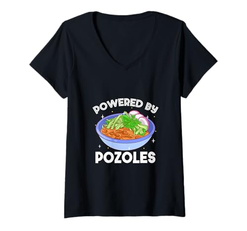 Damen Powered by Pozoles T-Shirt mit V-Ausschnitt Damen Powered by Pozoles T-Shirt mit V-Ausschnitt von Pozole Designs