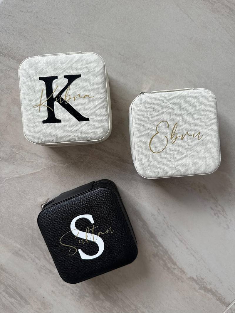 Personalisiertes Schmuckkästchen - Name, Initiale Oder Nazar Reise Schmuckbox Geschenk Freundin Brautjungfer Mutter von Ppatelier