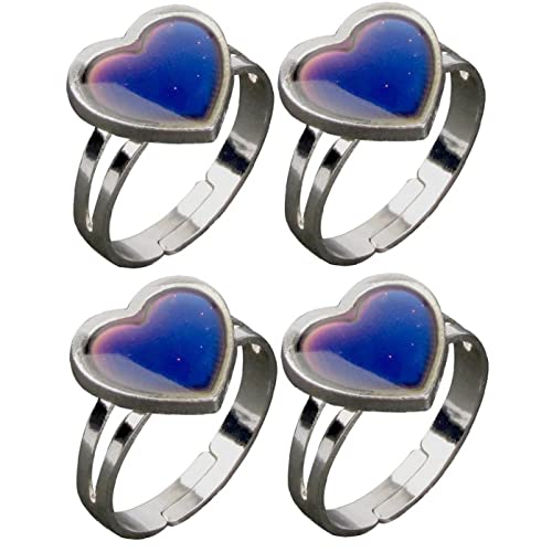 Ppmter 4 Pcs Stimmungsring Für Frauen Mädchen Anmeldefähige Farbwechsel Ring Süßes Herztemperaturkontrolle Farbringe Schmuck Geschenk Für Frauen Männer Männer von Ppmter