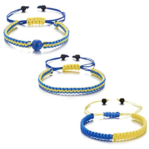 Ppmter Ukraine Armband Steinperlen Anhänger, 3 Stück Einstellbar Handgemachtes Weberei Ukraine Freundschaft Armbänder Schmuck Geschenk Für Männer Frauen von Ppmter