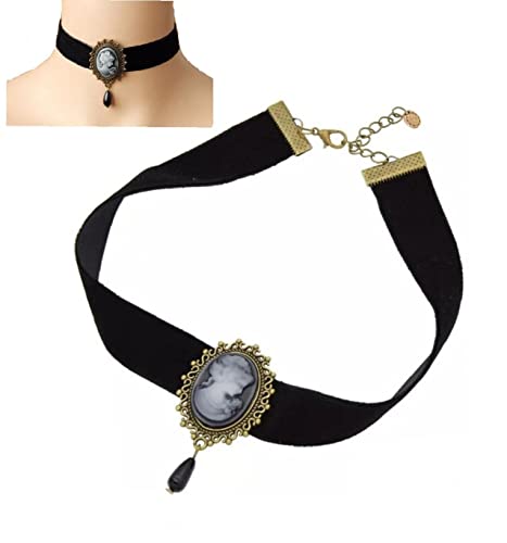 Ppmter Vintage Gothic Choker Halskette Barock Lady Cameo Anhänger Choker Punk Halsketten Schmuck für Frauen Mädchen von Ppmter