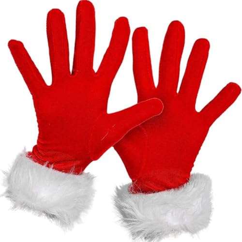 Weihnachtssaalhandschuhe Rote Handschuhe Weißen Pelzigen Manschettenlvet Santa Accessoire Weihnachtsfestivalkostümhandschuhe Für Frauen von Ppmter