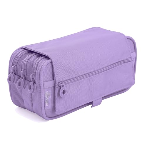 Colorline 58311 – Mäppchen mit drei Fächern, mit einzelnen Reißverschlüssen, für die Schule, Dunkelblau, Maße: 22 x 11 x 9 cm. violett von office box