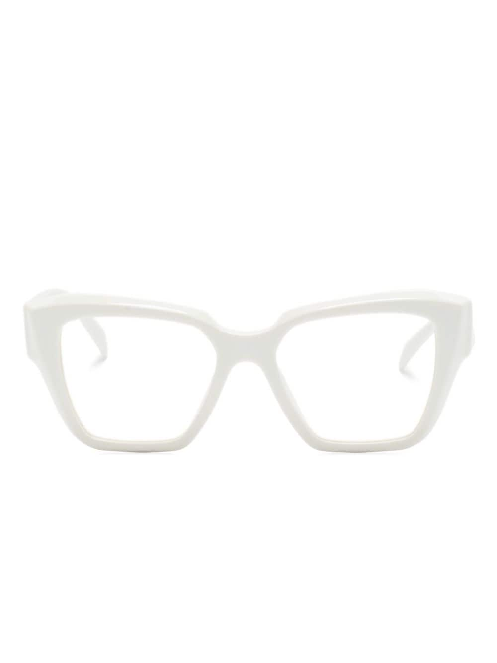 Prada Eyewear Eckige Brille mit Logo-Schild - Weiß von Prada Eyewear