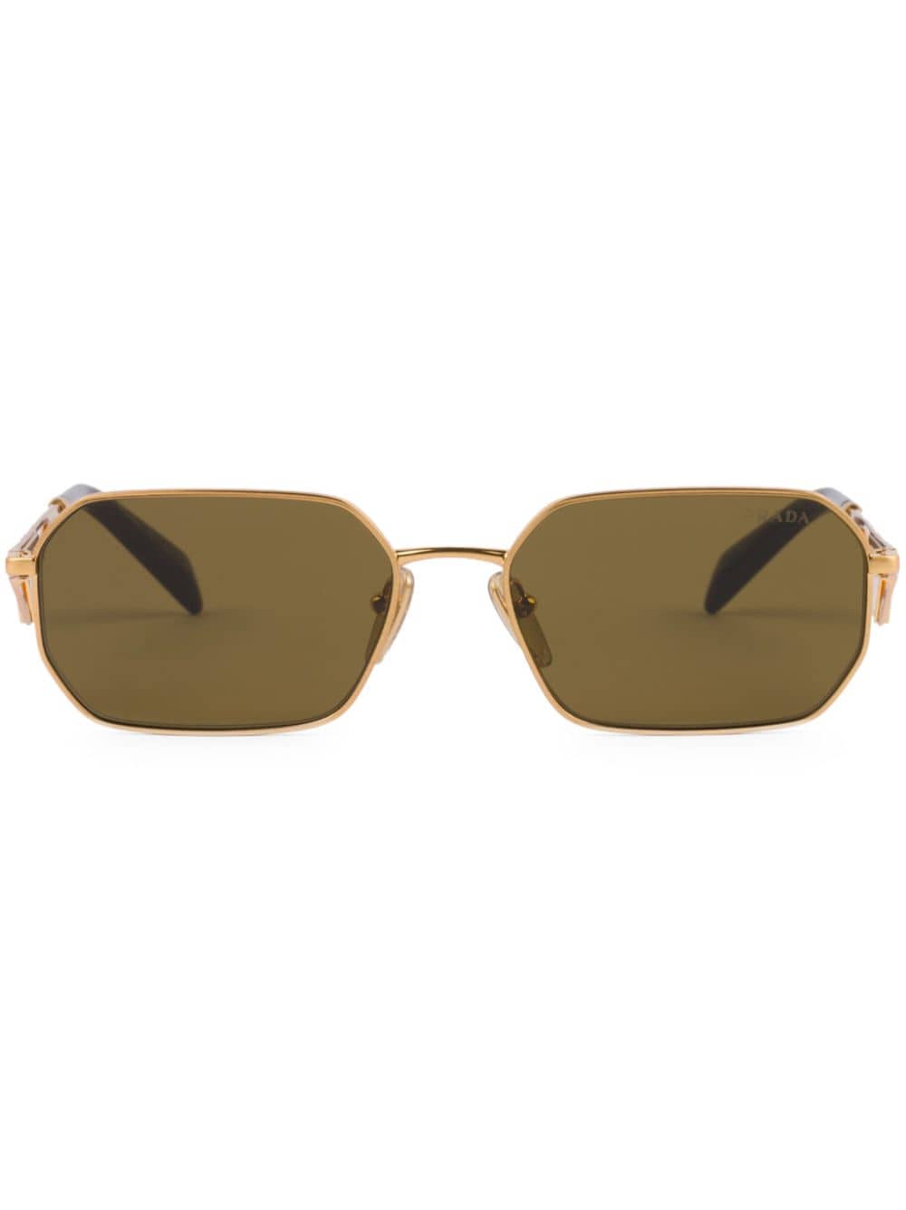 Prada Eyewear Sonnenbrille mit dreieckigem Logo - Gold von Prada Eyewear