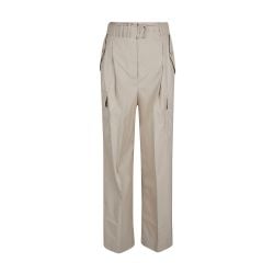 Beige Hochtaillierte Baumwollmischung Hose Von Prada von Prada