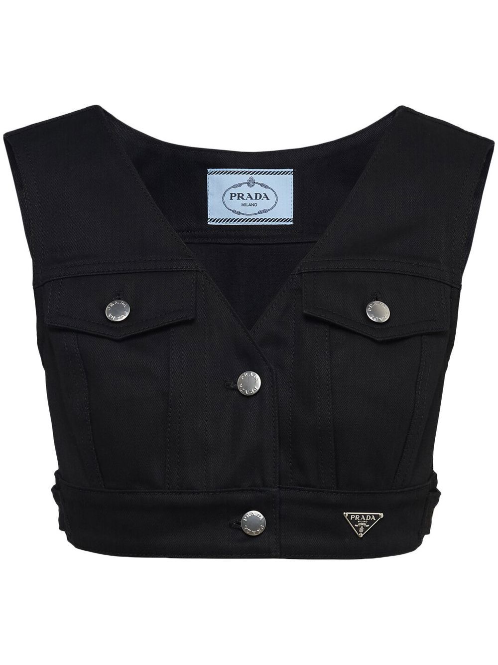 Prada Cropped-Top mit Logo - Schwarz von Prada