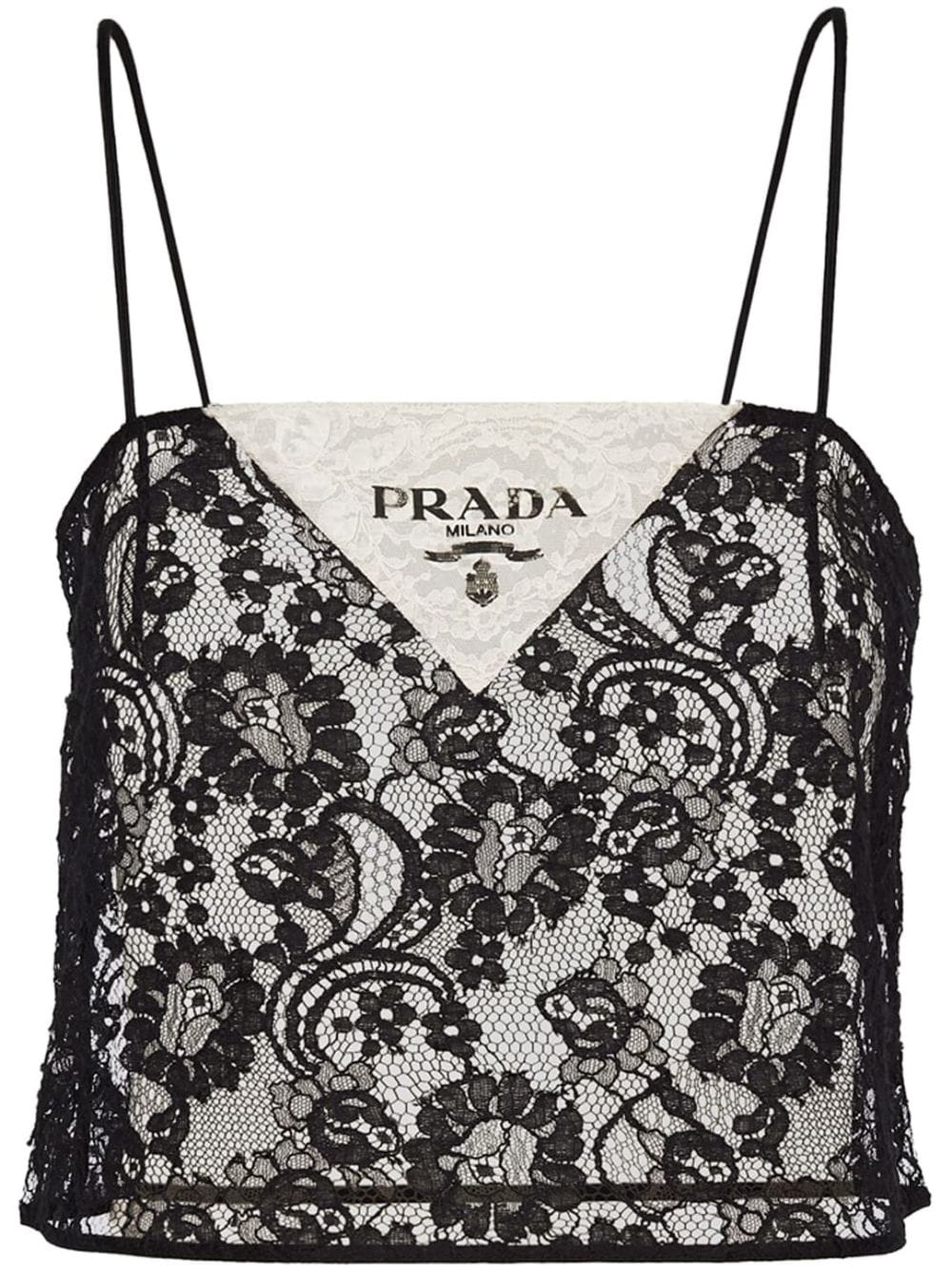 Prada Cropped-Top mit Spitze - Schwarz von Prada