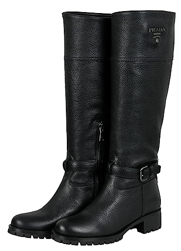 Prada Damen Schwarz Leder Stiefel 1W119L 41 EU von Prada