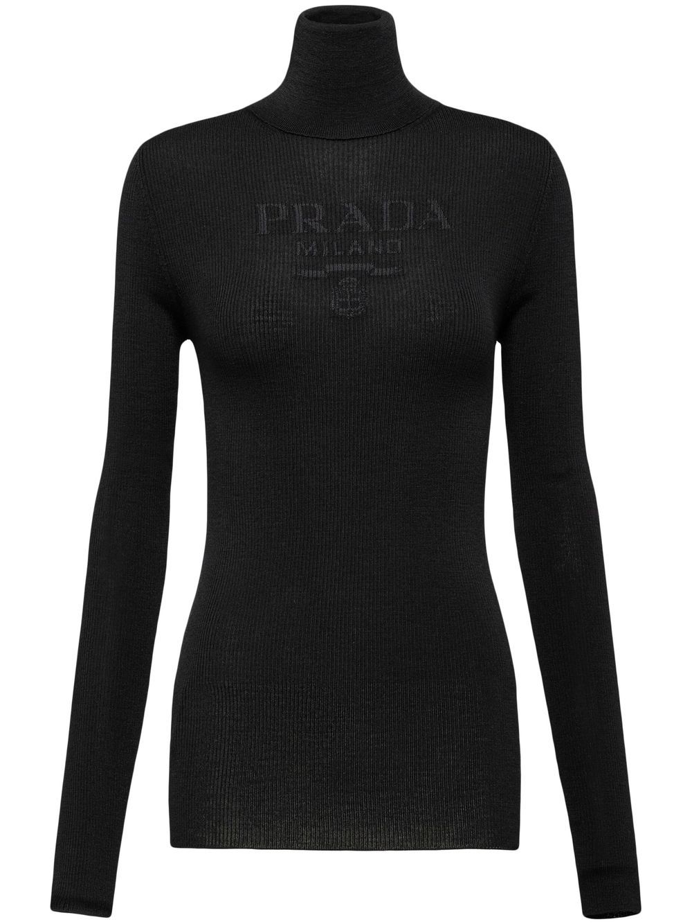 Prada Gerippter Pullover mit Stehkragen - Schwarz von Prada