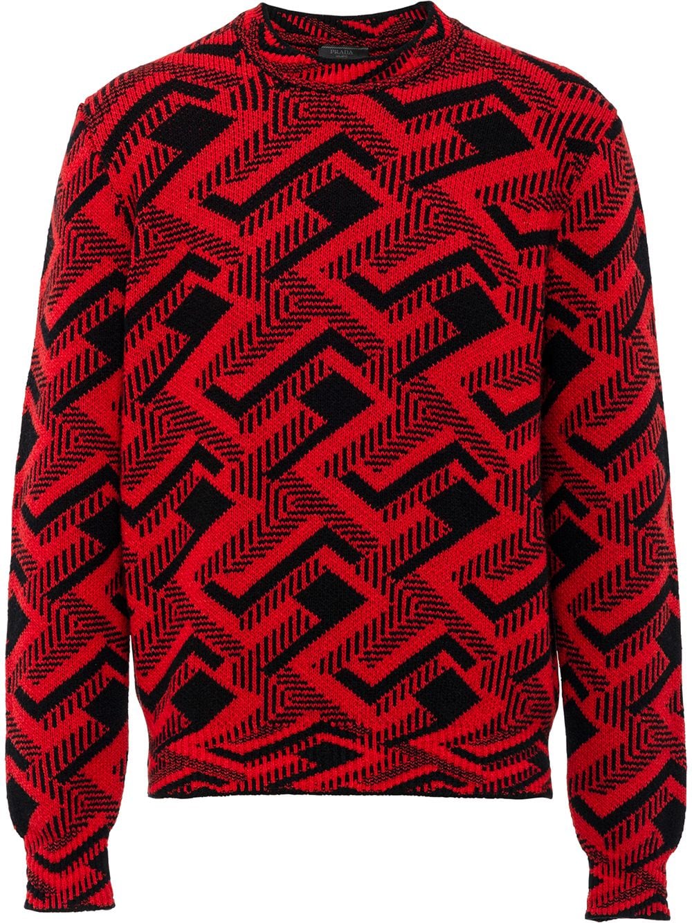 Prada Intarsien-Pullover mit geometrischem Muster - Rot von Prada