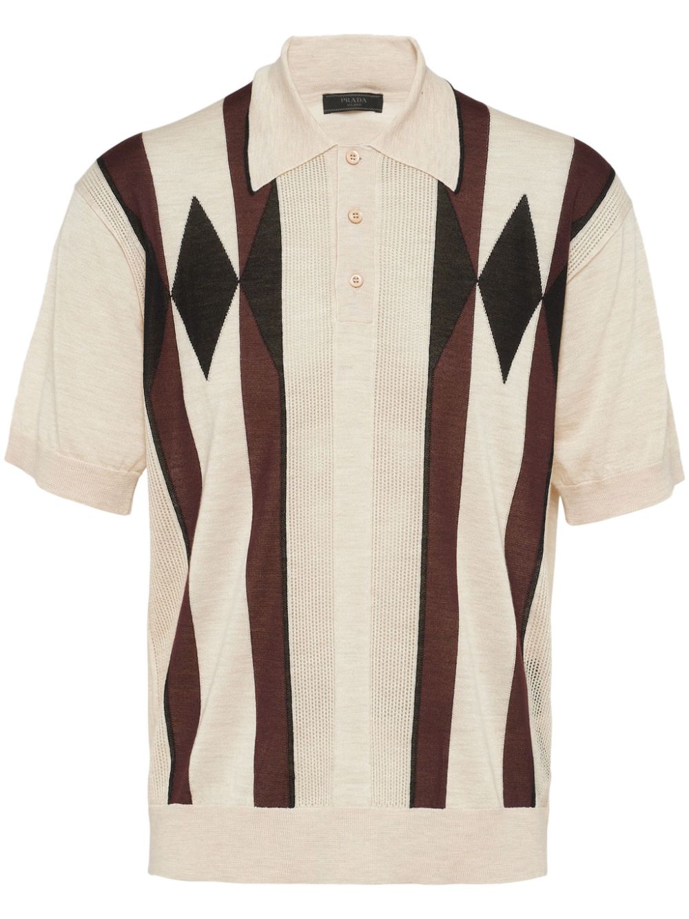 Prada Kaschmir-Poloshirt in Argyle-Strick - Nude von Prada